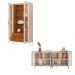 Conjunto Cristaleira Decorativa Vitória 2 Portas de Vidro e Buffet América 4 Portas Pés Metálicos Dourados Off White/Freijó G18 - Gran Belo