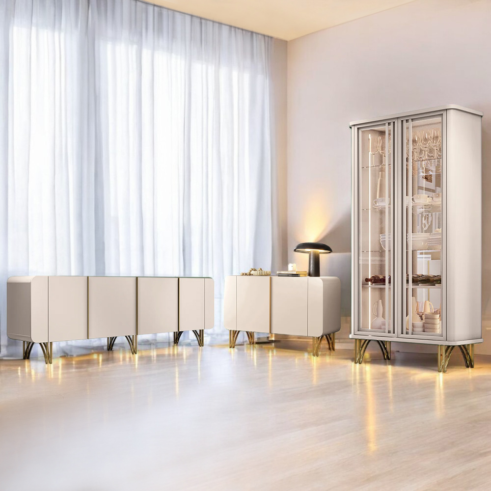 Conjunto Decorativo 1 Cristaleira e 2 Buffets Évora/Saluti/Benvenuto Off White G26 - HB Móveis