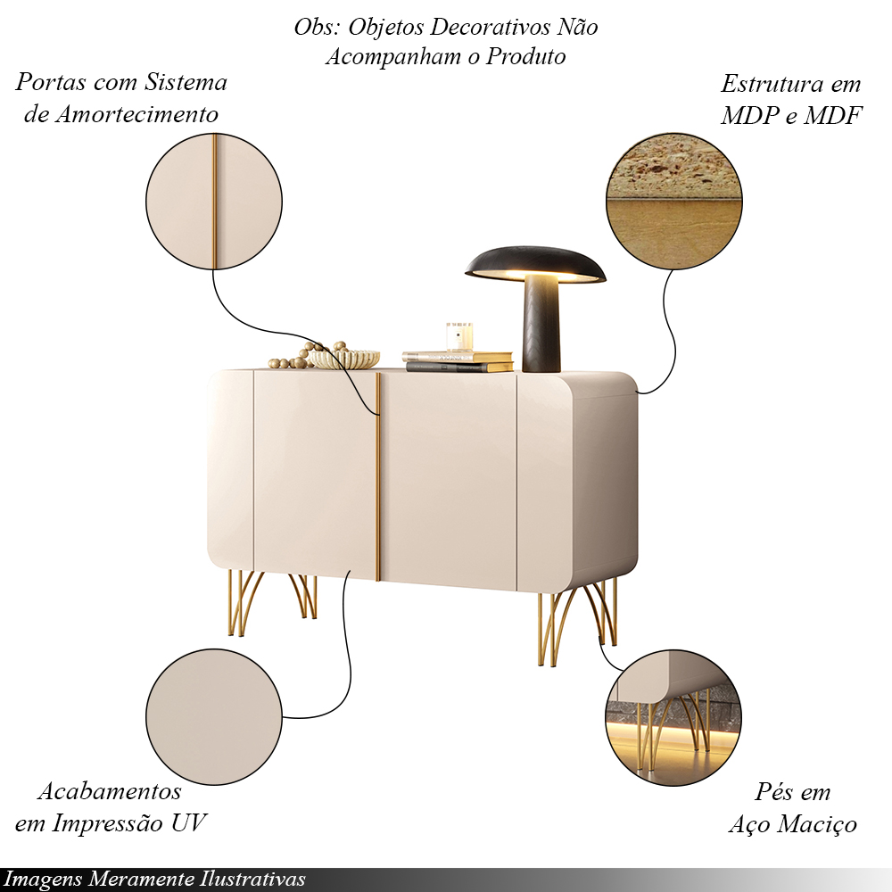 Conjunto Decorativo 1 Cristaleira e 2 Buffets Évora/Saluti/Benvenuto Off White G26 - HB Móveis