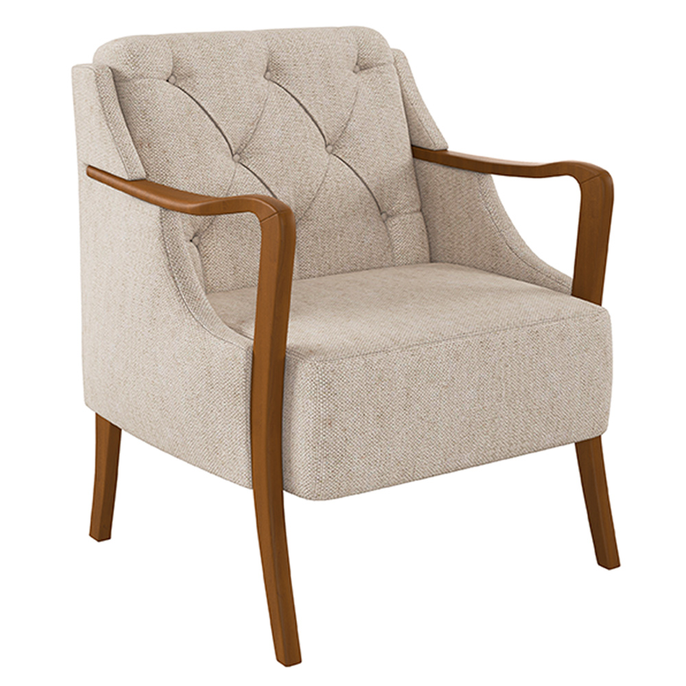 Conjunto Decorativo 2 Poltronas e 1 Namoradeira 2 Lugares Hand Linho Bege G45 - Gran Belo