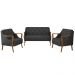 Conjunto Decorativo 2 Poltronas e 1 Namoradeira 2 Lugares Hand PU Preto G45 - Gran Belo