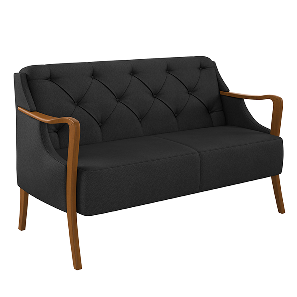 Conjunto Decorativo 2 Poltronas e 1 Namoradeira 2 Lugares Hand PU Preto G45 - Gran Belo
