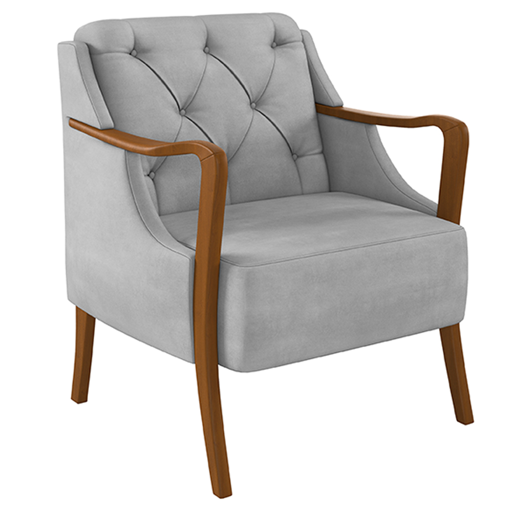 Conjunto Decorativo 2 Poltronas e 1 Namoradeira 2 Lugares Hand Veludo Cinza G45 - Gran Belo