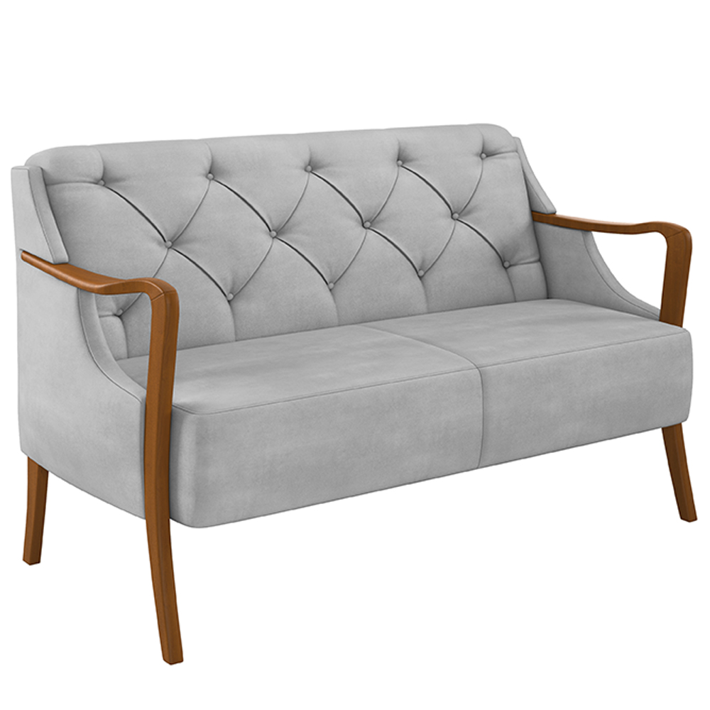 Conjunto Decorativo 2 Poltronas e 1 Namoradeira 2 Lugares Hand Veludo Cinza G45 - Gran Belo