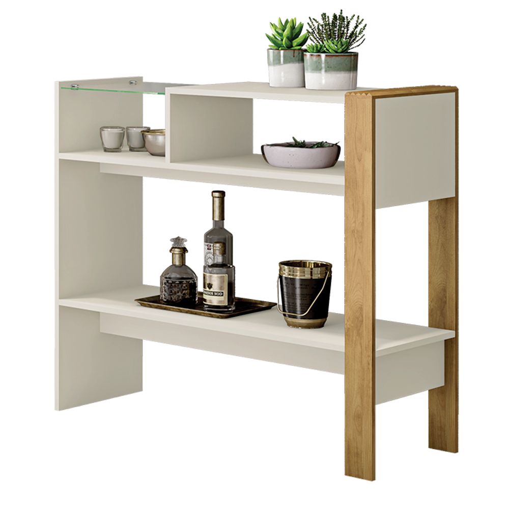 Conjunto Decorativo Aparador Buffet e Mesa De Centro Rennes MDP OffWhite/Lamina Mel G11 - Gran Belo