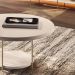 Conjunto Decorativo Aparador e 2 Mesas de Centro Walker Tampo MDF/Vidro Off White G26 - Gran Belo