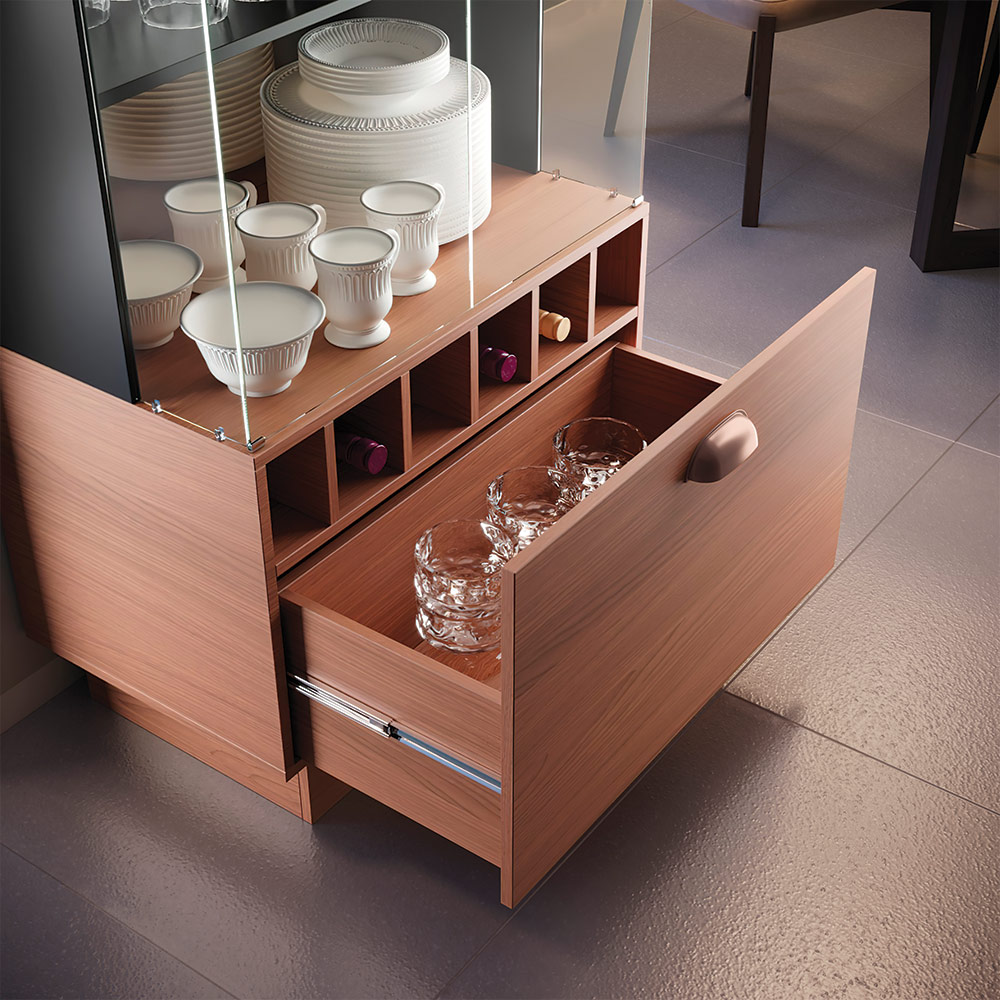 Conjunto Decorativo Cristaleira e Buffet Aparador Peggy/Noeli Preto / Nature G26 - Gran Belo