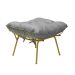 Conjunto Decorativo Poltrona e Puff Abel Base de Ferro Dourada Linho Cinza G41 - Gran Belo
