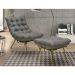 Conjunto Decorativo Poltrona e Puff Abel Base de Ferro Dourada Linho Grafite G41 - Gran Belo