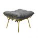 Conjunto Decorativo Poltrona e Puff Abel Base de Ferro Dourada Linho Grafite G41 - Gran Belo