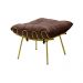 Conjunto Decorativo Poltrona e Puff Abel Base de Ferro Dourada Suede Chocolate G41 - Gran Belo