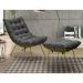 Conjunto Decorativo Poltrona e Puff Abel Base de Ferro Dourada Suede Cinza G41 - Gran Belo