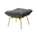 Conjunto Decorativo Poltrona e Puff Abel Base de Ferro Dourada Suede Cinza G41 - Gran Belo