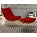 Conjunto Decorativo Poltrona e Puff Abel Base de Ferro Dourada Suede Vermelho G41 - Gran Belo