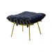 Conjunto Decorativo Poltrona e Puff Abel Base de Ferro Dourada Veludo Azul G41 - Gran Belo