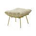 Conjunto Decorativo Poltrona e Puff Abel Base de Ferro Dourada Veludo Bege G41 - Gran Belo