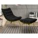 Conjunto Decorativo Poltrona e Puff Abel Base de Ferro Dourada Veludo Preto G41 - Gran Belo