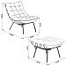 Conjunto Decorativo Poltrona e Puff Abel Base de Ferro Dourada Veludo Preto G41 - Gran Belo