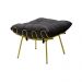 Conjunto Decorativo Poltrona e Puff Abel Base de Ferro Dourada Veludo Preto G41 - Gran Belo