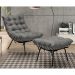 Conjunto Decorativo Poltrona e Puff Abel Base de Ferro Preto Linho Grafite G41 - Gran Belo