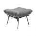 Conjunto Decorativo Poltrona e Puff Abel Base de Ferro Preto Linho Grafite G41 - Gran Belo