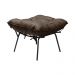 Conjunto Decorativo Poltrona e Puff Abel Base de Ferro Preto Linho Marrom - Gran Belo