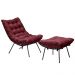 Conjunto Decorativo Poltrona e Puff Abel Base de Ferro Preto Suede Bordô G41 - Gran Belo