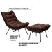 Conjunto Decorativo Poltrona e Puff Abel Base de Ferro Preto Suede Chocolate G41 - Gran Belo