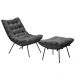 Conjunto Decorativo Poltrona e Puff Abel Base de Ferro Preto Suede Cinza G41 - Gran Belo