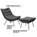 Conjunto Decorativo Poltrona e Puff Abel Base de Ferro Preto Suede Cinza G41 - Gran Belo