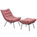 Conjunto Decorativo Poltrona e Puff Abel Base de Ferro Preto Suede Rosa G41 - Gran Belo