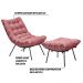 Conjunto Decorativo Poltrona e Puff Abel Base de Ferro Preto Suede Rosa G41 - Gran Belo