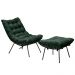 Conjunto Decorativo Poltrona e Puff Abel Base de Ferro Preto Suede Verde G41 - Gran Belo