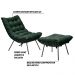 Conjunto Decorativo Poltrona e Puff Abel Base de Ferro Preto Suede Verde G41 - Gran Belo