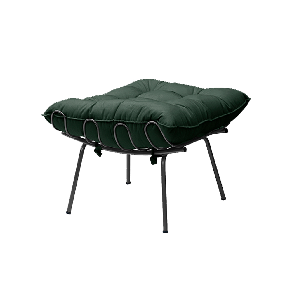 Conjunto Decorativo Poltrona e Puff Abel Base de Ferro Preto Suede Verde G41 - Gran Belo