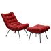 Conjunto Decorativo Poltrona e Puff Abel Base de Ferro Preto Suede Vermelho G41 - Gran Belo
