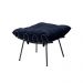 Conjunto Decorativo Poltrona e Puff Abel Base de Ferro Preto Veludo Azul G41 - Gran Belo
