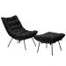 Conjunto Decorativo Poltrona e Puff Abel Base de Ferro Preto Veludo Preto G41 - Gran Belo