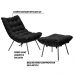 Conjunto Decorativo Poltrona e Puff Abel Base de Ferro Preto Veludo Preto G41 - Gran Belo