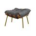 Conjunto Decorativo Poltrona e Puff Abel Base de Madeira Dourada Linho Grafite G41 - Gran Belo