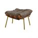 Conjunto Decorativo Poltrona e Puff Abel Base de Madeira Dourada Linho Marrom G41 - Gran Belo