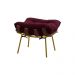 Conjunto Decorativo Poltrona e Puff Abel Base de Madeira Dourada Suede Bordô G41 - Gran Belo