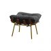 Conjunto Decorativo Poltrona e Puff Abel Base de Madeira Dourada Suede Cinza - Gran Belo