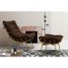 Conjunto Decorativo Poltrona e Puff Abel Base de Madeira Dourada Suede Marrom G41 - Gran Belo