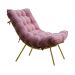 Conjunto Decorativo Poltrona e Puff Abel Base de Madeira Dourada Suede Rosa G41 - Gran Belo