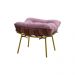 Conjunto Decorativo Poltrona e Puff Abel Base de Madeira Dourada Suede Rosa G41 - Gran Belo