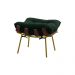 Conjunto Decorativo Poltrona e Puff Abel Base de Madeira Dourada Suede Verde G41 - Gran Belo