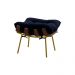 Conjunto Decorativo Poltrona e Puff Abel Base de Madeira Dourada Veludo Azul - Gran Belo