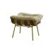 Conjunto Decorativo Poltrona e Puff Abel Base de Madeira Dourada Veludo Bege G41 - Gran Belo