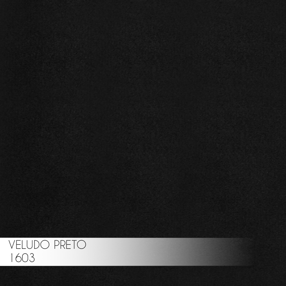 Conjunto Decorativo Poltrona e Puff Abel Base de Madeira Dourada Veludo Preto G41 - Gran Belo